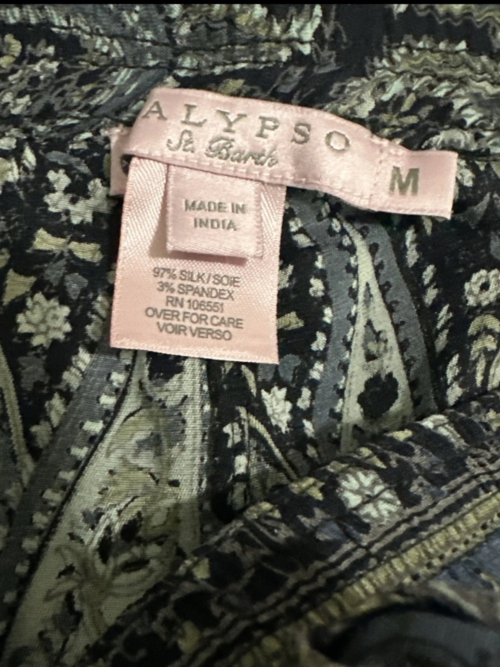 Calypso St. Barth Silk Pants Cropped Pull On Jogger Stretch Gray Paisley Size M - Picture 6 of 11